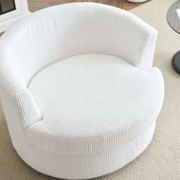 Ruth Corduroy Swivel Armchair With Scatter Cushions, White - thumbnail 9