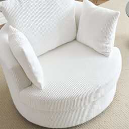 Ruth Corduroy Swivel Armchair With Scatter Cushions, White - thumbnail 8