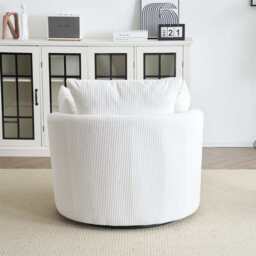 Ruth Corduroy Swivel Armchair With Scatter Cushions, White - thumbnail 7