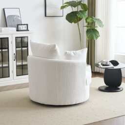 Ruth Corduroy Swivel Armchair With Scatter Cushions, White - thumbnail 5