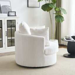 Ruth Corduroy Swivel Armchair With Scatter Cushions, White - thumbnail 4