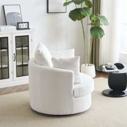 Ruth Corduroy Swivel Armchair With Scatter Cushions, White - thumbnail 6