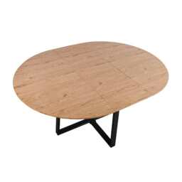 Belluno Industrial Style 160cm Round Extending Dining Table, Brown - thumbnail 6