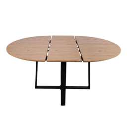 Belluno Industrial Style 160cm Round Extending Dining Table, Brown - thumbnail 2