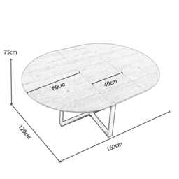 Belluno Industrial Style 160cm Round Extending Dining Table, Brown - thumbnail 9
