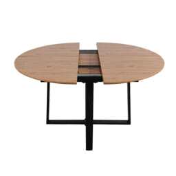 Belluno Industrial Style 160cm Round Extending Dining Table, Brown - thumbnail 4