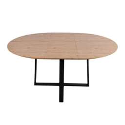 Belluno Industrial Style 160cm Round Extending Dining Table, Brown - thumbnail 1