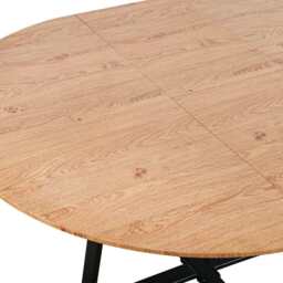 Belluno Industrial Style 160cm Round Extending Dining Table, Brown - thumbnail 7