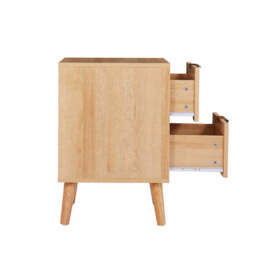 Boho 2 Drawers Rattan Decorated Bedside Storage Cabinet, Two Bedside Table In Nature - thumbnail 8