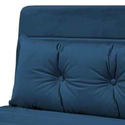 Jola Velvet Foldable Single Sofa Bed with Pillow, Blue - thumbnail 6