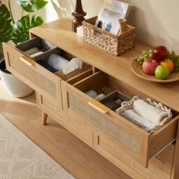 Nature Boho 4-Piece Rattan Bedroom Set with Wardrobe and Cabinets - thumbnail 4