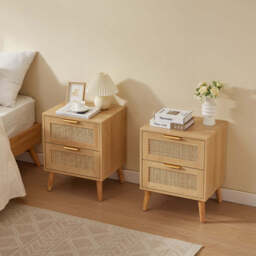 Nature Boho 4-Piece Rattan Bedroom Set with Wardrobe and Cabinets - thumbnail 8