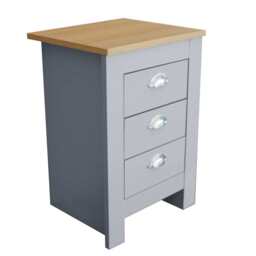 Heritage 3 Drawer Bedside Table Bedside Cabinet, Grey - thumbnail 3