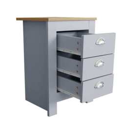 Heritage 3 Drawer Bedside Table Bedside Cabinet, Grey - thumbnail 4