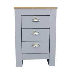 Heritage 3 Drawer Bedside Table Bedside Cabinet, Grey - thumbnail 1