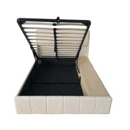 Velvet Upholstered Lift Up Ottoman Bed Frame with 3 Drawers Double Bed, Cream - thumbnail 9