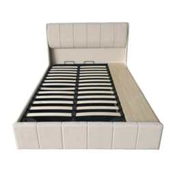 Velvet Upholstered Lift Up Ottoman Bed Frame with 3 Drawers Double Bed, Cream - thumbnail 6