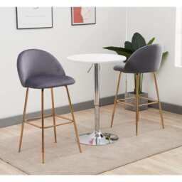 Set Of 2 Aurora Velvet Bar Stool, Grey - thumbnail 2