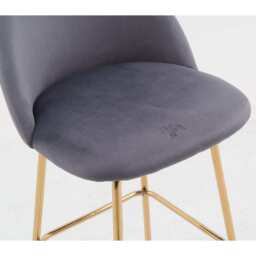Set Of 2 Aurora Velvet Bar Stool, Grey - thumbnail 6