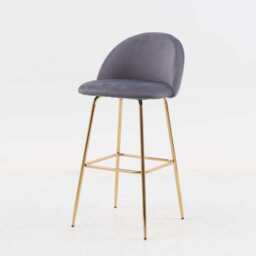 Set Of 2 Aurora Velvet Bar Stool, Grey - thumbnail 1