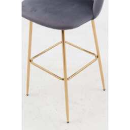 Set Of 2 Aurora Velvet Bar Stool, Grey - thumbnail 7