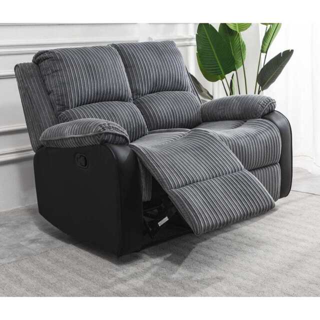 Boston Grey Plush Fabric 2 Seater Recliner, Manual Recliner / Grey - image 1