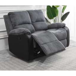 Boston Grey Plush Fabric 2 Seater Recliner, Manual Recliner / Grey