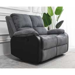 Boston Grey Plush Fabric 2 Seater Recliner, Manual Recliner / Grey - thumbnail 3