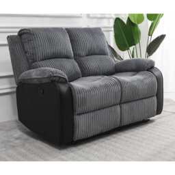 Boston Grey Plush Fabric 2 Seater Recliner, Manual Recliner / Grey - thumbnail 2