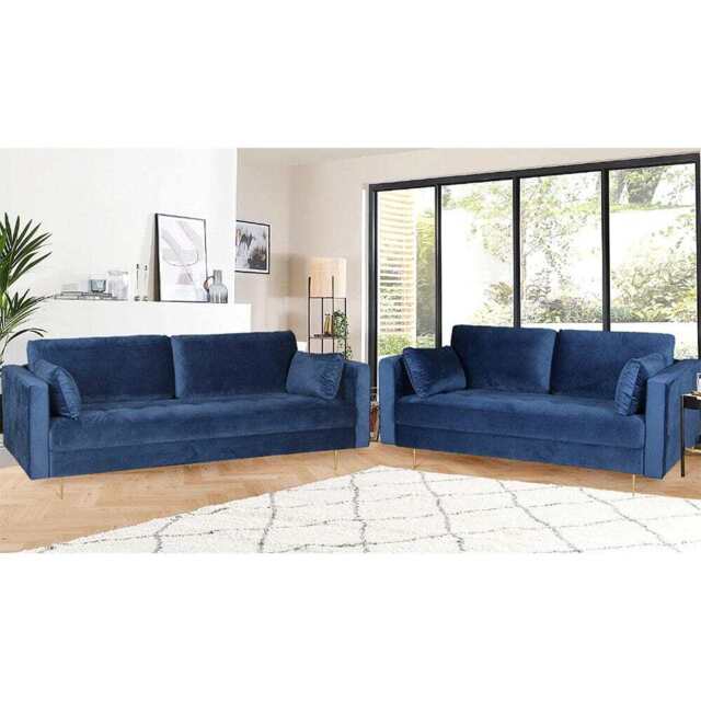 Avery 3+2 Seater Sofa Set with Scatter Cushions, Blue