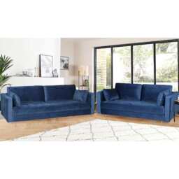 Avery 3+2 Seater Sofa Set with Scatter Cushions, Blue - thumbnail 1