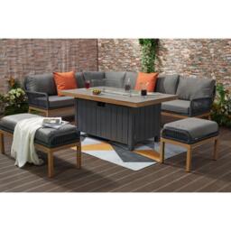 Berlin Outdoor aluminum & Rope 10-Seater Corner Sofa Set with Firepit Table - thumbnail 9