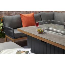 Berlin Outdoor aluminum & Rope 10-Seater Corner Sofa Set with Firepit Table - thumbnail 7