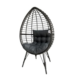 Leisure Standing Chair Garden Rattan Egg Chair, Grey - thumbnail 3