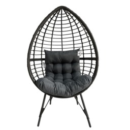 Leisure Standing Chair Garden Rattan Egg Chair, Grey - thumbnail 1
