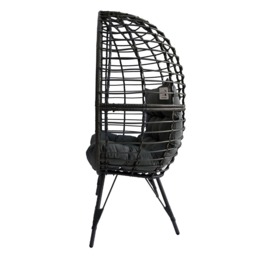 Leisure Standing Chair Garden Rattan Egg Chair, Grey - thumbnail 4