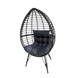 Leisure Standing Chair Garden Rattan Egg Chair, Grey - thumbnail 2