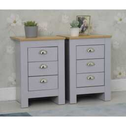 Heritage 3 Piece Tall Chest and Bedside Tables Set In Grey - thumbnail 6