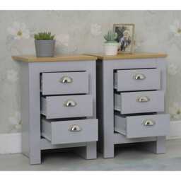 Heritage 3 Piece Tall Chest and Bedside Tables Set In Grey - thumbnail 5