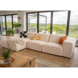 Grande Corduroy 4 Seater Sofa with Corner Chaise, Beige - thumbnail 2