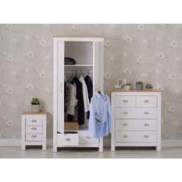 Heritage 3 Piece Bedroom Set Wardrobe Chest Bedside Table Set, White - thumbnail 6