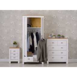 Heritage 3 Piece Bedroom Set Wardrobe Chest Bedside Table Set, White - thumbnail 4