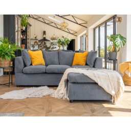 Finley Corduroy 3 Seater Sofa with Footstool And Pillows, Grey - thumbnail 7