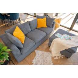 Finley Corduroy 3 Seater Sofa with Footstool And Pillows, Grey - thumbnail 6