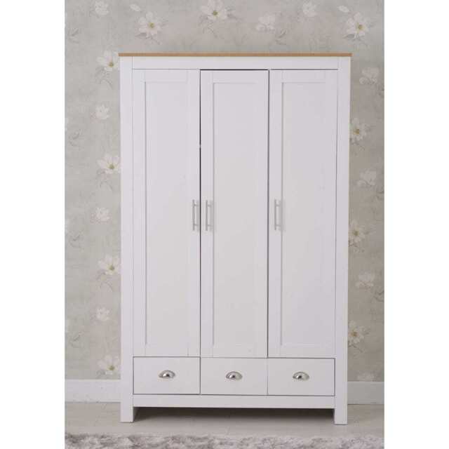 Heritage 3 Door 3 Drawer Wardrobe, White