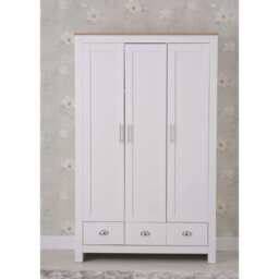 Heritage 3 Door 3 Drawer Wardrobe, White