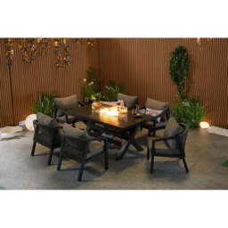 Berlin 6 seater Aluminium & Rope Patio Garden Furniture Set with Firepit Table Option, With Fire Pit - thumbnail 6