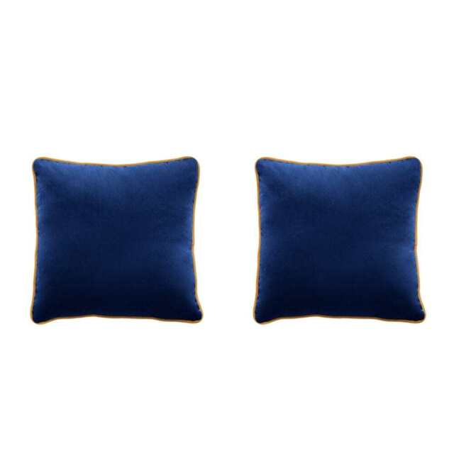 Birchcraft Velvet 2 Piece Indoor Soft Throw Pillow Set Scatter Cushions, Blue And Orange