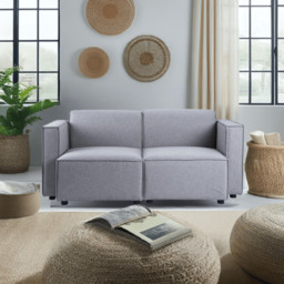 Tessa Modular 2 Seater Sofa, Linen Grey - thumbnail 1
