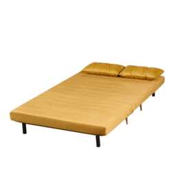 Jola Velvet Foldable 2 Seater Sofa Bed with Pillows, Mustard - thumbnail 5